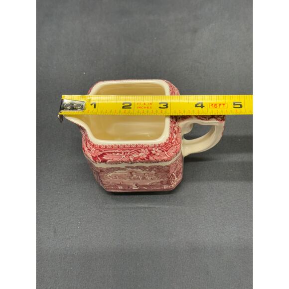Vintage Mason's Vista England Pink & White Transferware Ironstone Creamer – 4" H - Picture 9 of 9